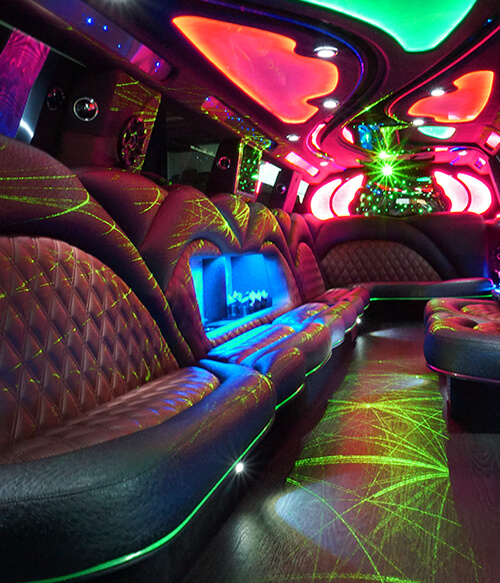 Laser lights inside a limo