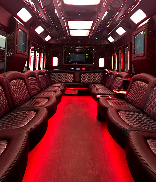 Mirrored ceiling in a bus